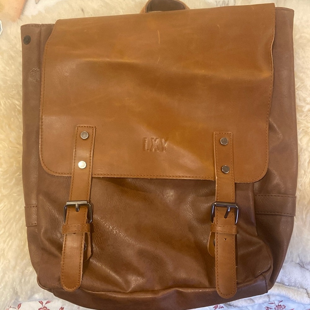 Fake leather backpack